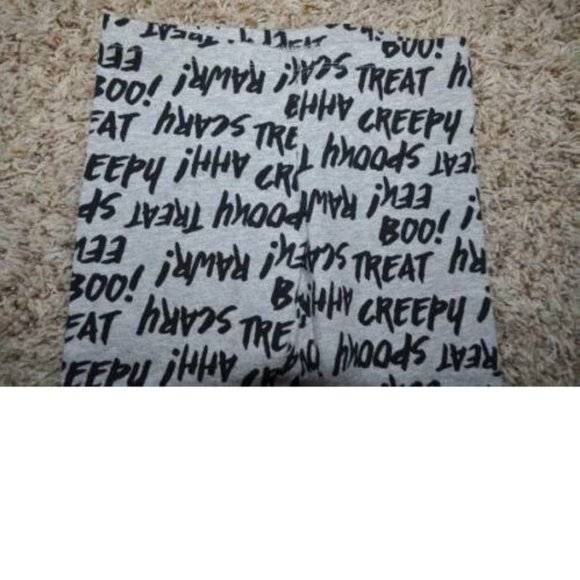 Halloween Leggings 4/5 Creepy Scary Ahh Gray Black Elastic Waist Pants Girls - Picture 2 of 3